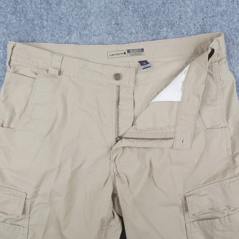 Carhartt Cargo Shorts Mens 40 Tan Ripstop Relaxed Fit Workwear Utility Pockets